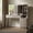 White Alder, variant on KeyWhat 48" Fluted Vanity Desk with 36" Mirror and Lights, Modern Makeup Table with 5 Drawers, Charging Station, Adjustable Shelves - Dark Gray