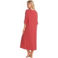 thumbnail image 4 of Women's Soft Striped Robe  3/4 Sleeve Spring & Fall Nightgown with Front Zipper, Pockets for Outdoor and Home, 4 of 7
