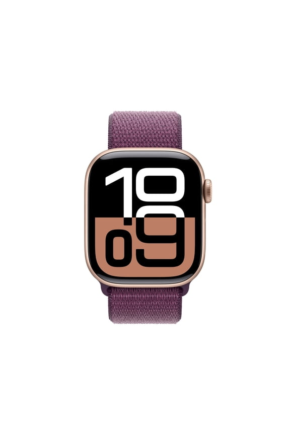 Restored Apple Watch Series 10 GPS 42mm Rose Gold Aluminum Case with Plum Sport Loop