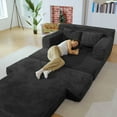thumbnail image 2 of Garaneeds Chaise Lounge Chair Indoor, Corduroy Upholstered Boneless Couch Reading Chair, Deep Seat Sleeper Couch for Living Room, Dorm, Apartment, No Assembly Required, Black, 2 of 13