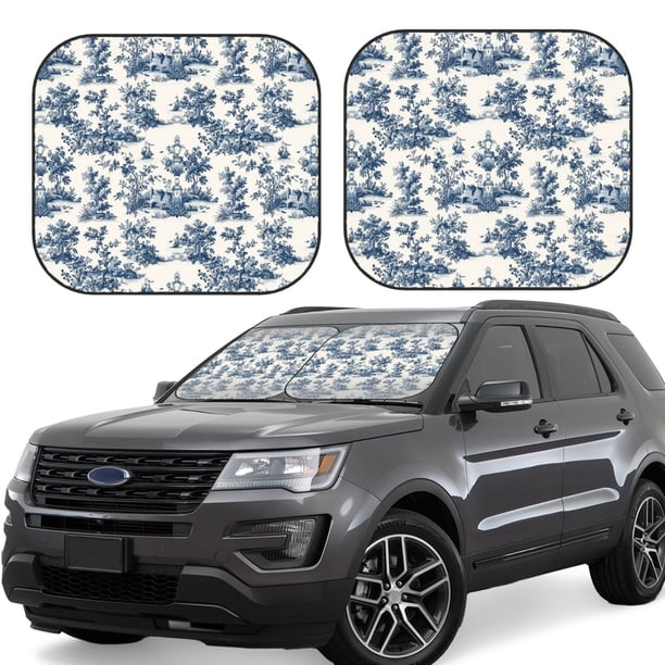 Balery Vintage Floral 1 Parasol para parabrisas de coche de 2 piezas | Parasol plegable para parabrisas delantero de coche para la mayoría de sedanes-Small