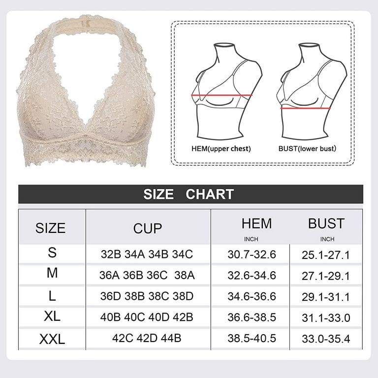Gotoly Women Wirefree Halter Lace Bralette Deep V Lace Bra with