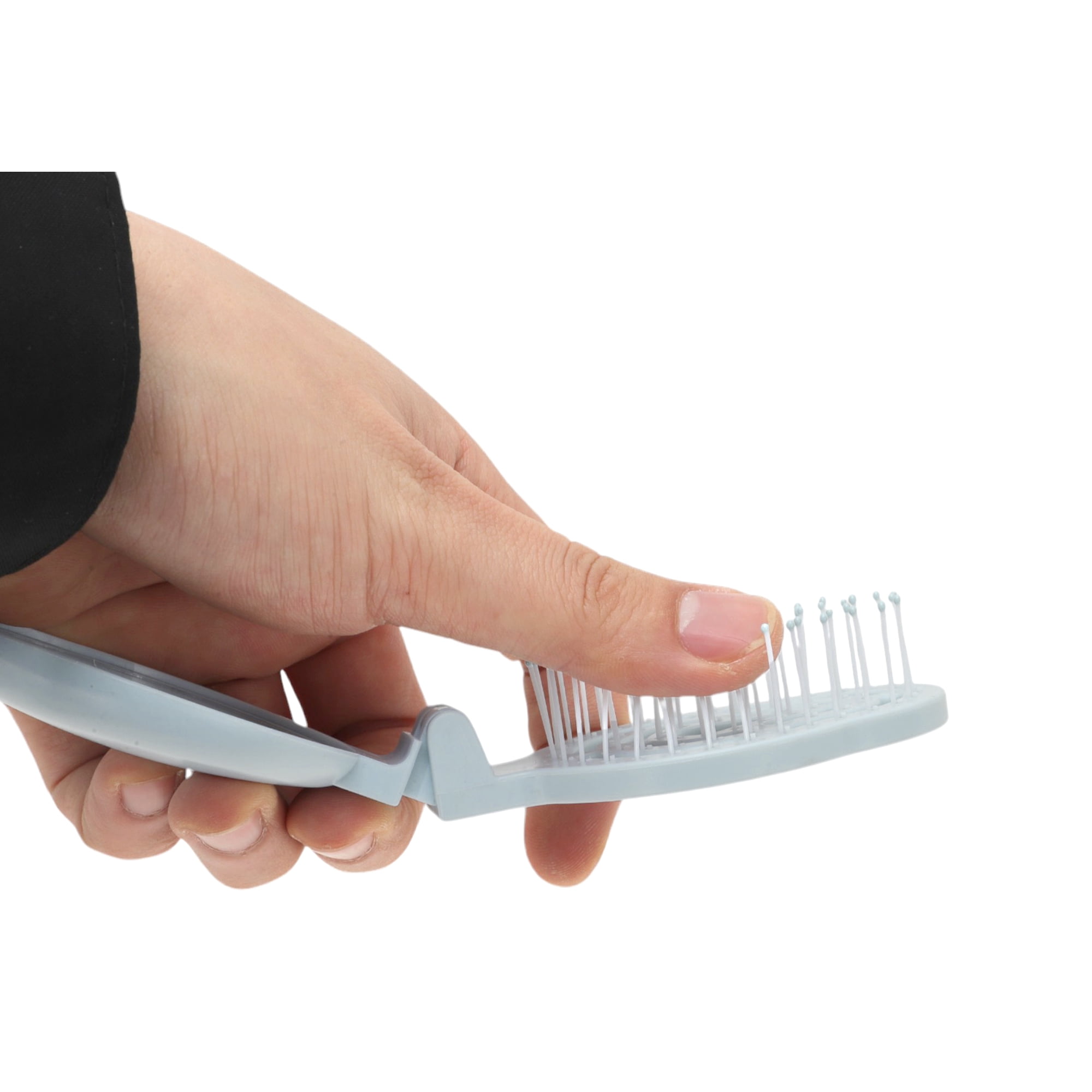 Unique Bargains 1 Pc Rabbit Shape Foldable Mirror Comb for Hair Styling Blue