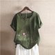 thumbnail image 3 of Camiseta Casual de Manga Corta con Botón de Cuello Redondo de las Mujeres, Tops Cortos para las Mujeres, 3 of 3