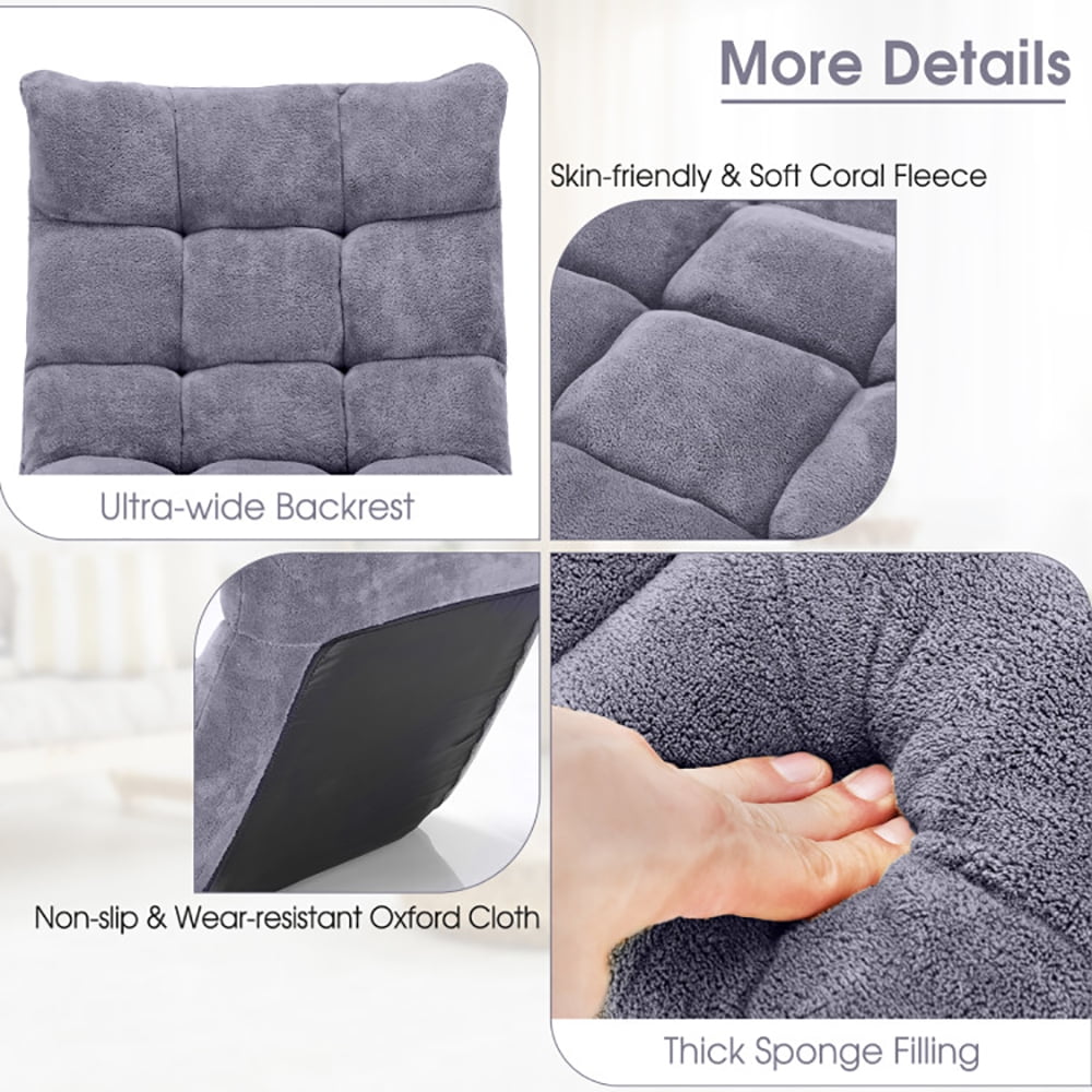 Finihen Adjustable 14-position Cushioned Floor Chair, Folding Lazy Sofa Chair for Living Room, Bedroom, for Gaming, Reading, Gray Finihen Adjustable 14-position Cushioned Floor Chair, Folding Lazy Sofa Chair for Living Room, Bedroom, for Gaming, Reading, Gray