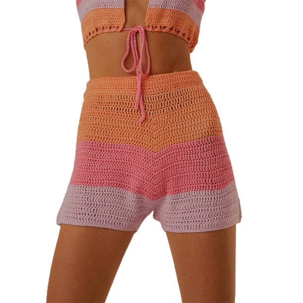 Txlixc, pantalones cortos de punto salvaje para mujer, pantalones cortos de cintura alta elástica, pantalones cortos casuales de verano Txlixc Sexy
