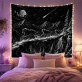 thumbnail image 2 of Three Wolves Leaping on Rocky Ledge Against Moonlit Peaks, Adventurous Fantasy for Wildlife Enthusiasts, Mystical Mountain Scene Art, Housewarming Gift, Tapestry Wall Hanging for Bedroom and Dorm, 2 of 7