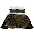 thumbnail image 3 of Bed Cover Set Golden and Black Luxury Sea Turtle Printed Home Bedclothes Quilt Covers,California King(98"x104"), 3 of 6