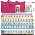thumbnail image 3 of SuperDeal American Mahjong Set 166 Tiles Mahjong W/Padded Bag, 4 Color Pushers/Racks Home Travel Game Set, Red, 3 of 7
