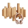 thumbnail image 1 of Estante de abrigo montado en la pared de madera natural con gancho, ganchos de arte de la pared de entrada, estante de abrigo de la clave del piano, 1 of 7