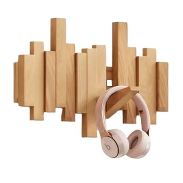 Estante de abrigo montado en la pared de madera natural con gancho, ganchos de arte de la pared de entrada, estante de abrigo de la clave del piano