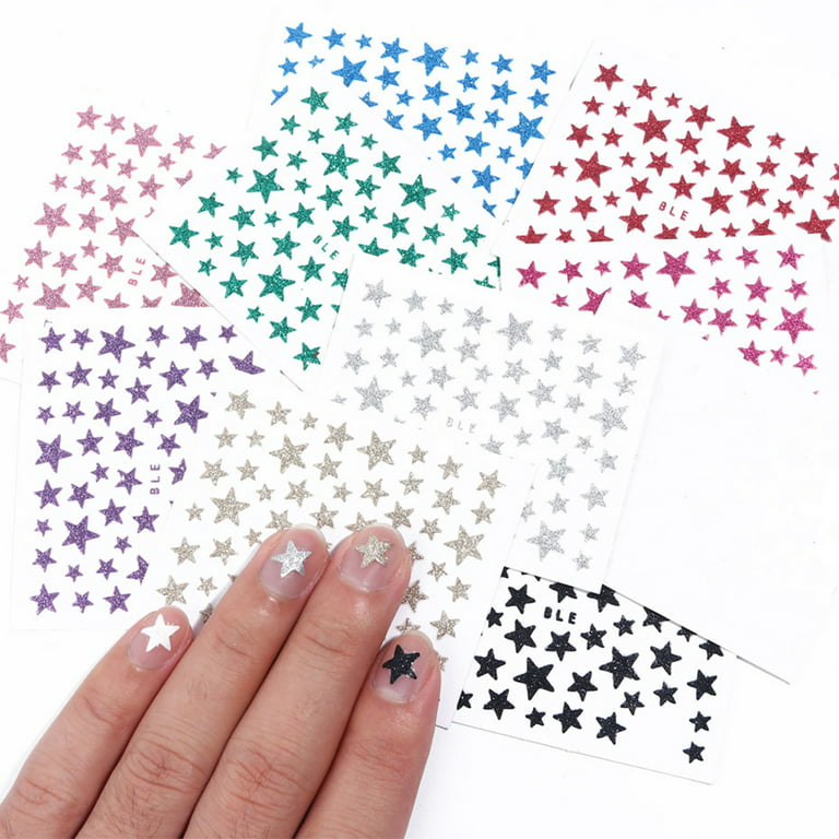 3D Fluorescent Nail Art Sticker Neon Stars Fireworks Water Drop Transfer Decals  Design Sliders Nail Design