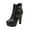 Black High-Heels Ankle Boots, variant on Winter Ankle Boots High Heel Waterproof Casual Solid Color Round Toe Back Zipper Fashion Footwear for Women