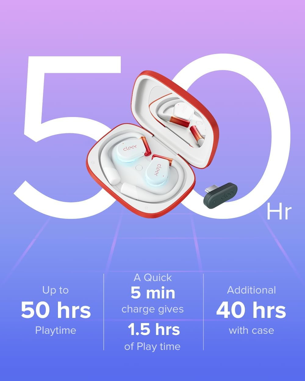 Cleer ARC 3 Gaming Earbuds, True Wireless, White, Ultra-Low