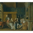 thumbnail image 2 of Jan Josef Horemans the Younger 22x20 Gold Ornate Framed and Double Matted Museum Art Print Titled - A Family Taking Tea While Celebrating the Birth of Twins, 2 of 4