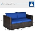 thumbnail image 2 of Patiojoy 2-Piece Patio Wicker Corner Sofa Set Rattan Loveseat with Removable Cushions Navy, 2 of 7