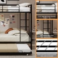 thumbnail image 4 of Miniyam Metal Queen over Queen Bunk Bed with Trundle, Space Saving Bunk Bed Frame with Ladder and Guardrails for Dorm, Apartment, Black, 4 of 7