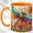 Orange, variant on Rainbow Dragonfly Coffee Mug, Floral Insect Mug, Ceramic 11 oz