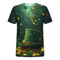 thumbnail image 6 of Erwazi St Patricks Day Womens Short Sleeve T-Shirts Crewneck Clover Cute Graphic Tee Tops, 6 of 7