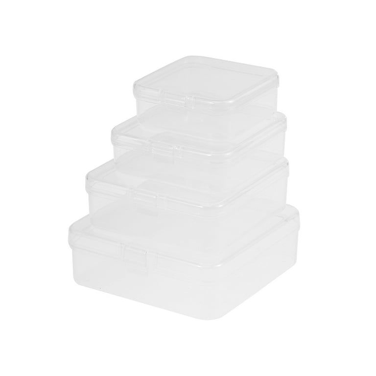 16 Pcs 4 Sizes Snap Type Small Clear Plastic Containers Component