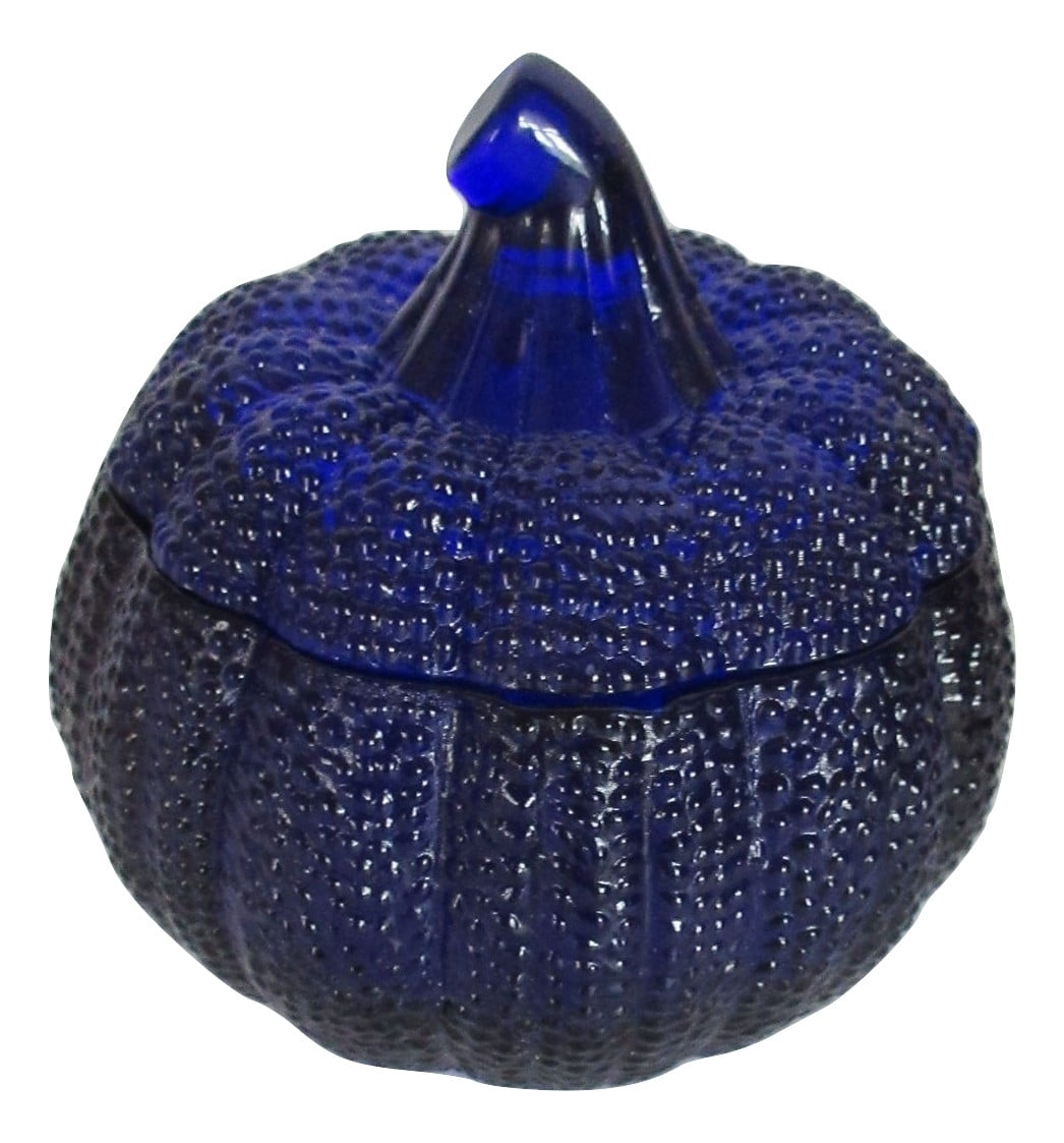 Cobalt Blue Glass Pumpkin Themed Jar - Walmart.com - Walmart.com