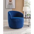 thumbnail image 6 of Swivel Barrel Chair, Velvet Fabric Swivel Accent Armchair with Black Powder Coating Metal Ring, Modern Comfortable Single Sofa Chair with Soft Seat, Upholstered Chair for Living Room Bedroom, Blue, 6 of 8
