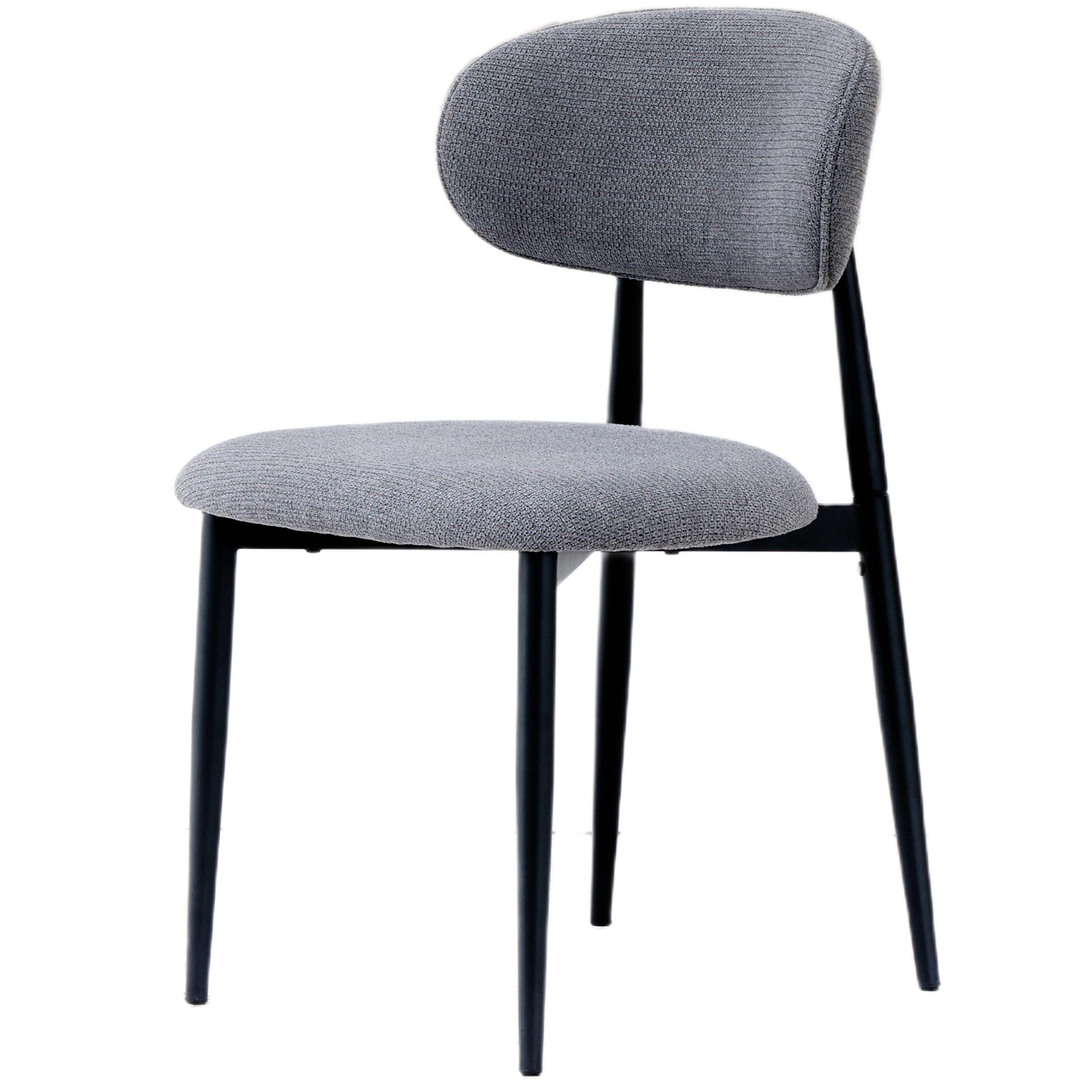 Set of 2 Modern Fabric Dining Chairs, Grey Upholstered Side Chairs with Matte Black Metal Legs, 320LBS Capacity Ergonomic Kitchen Chairs for Dining Room Living Room Cafe