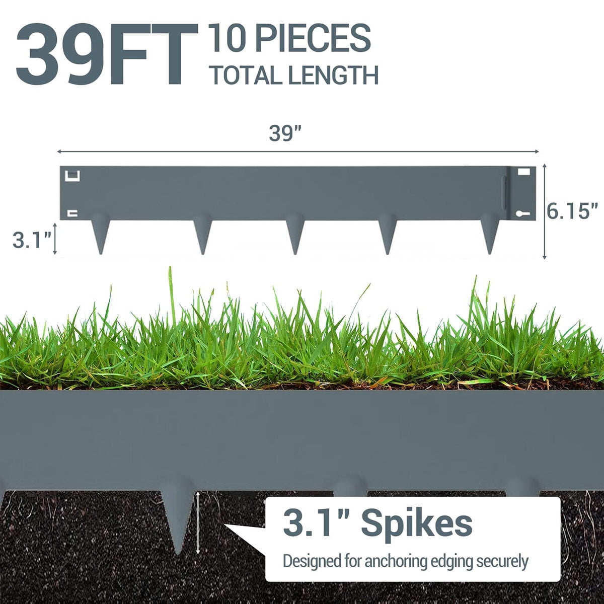 Danolapsi Galvanized Steel Landscape Edging, Metal Edging for Landscaping with Stakes, Bendable Garden Edging Border for Garden Lawn Flower Bed Yard Pathway Divider,5/8/10 pack