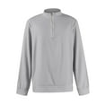 thumbnail image 5 of Zimjoy Mens Quarter Zip Pullover Casual Lightweight 1/4 Zip Sweatshirt Men Fall Mock Neck Long Sleeve 1/4 Zipper Pullover Mens Texture Waffle Sweatshirt, Light Gray L, 5 of 5
