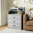 thumbnail image 2 of Nightstand with Charging Station, Smart Bedside Table, End Side Table with Drawers for Bedroom, Gray, 2 of 10
