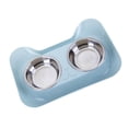 thumbnail image 2 of Miangastore Bol Double pour Animaux en Forme de Chat Bleu 1Pcs 12.2x8.5x1.6in Acier Inoxydable, 2 of 8