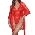 thumbnail image 3 of Sexyfree Women Lingerie Set 2 Piece Lace Kimono Robes with One Piece Bodysuit Sexy Sleepwear, 3 of 3