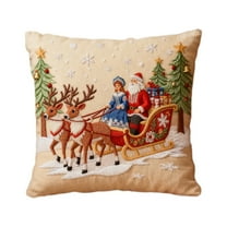 HomeDM Christmas Pillow Covers 18"x18" Farmhouse Xmas Decorations Christmas Tree Winter Holiday Decor Throw Cushion Case for Home Couch Single Piece