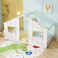 thumbnail image 2 of Costway Twin Size House Floor Bed with LED Lights Solid Wood Bed Frame without Slats White, 2 of 10