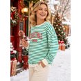 thumbnail image 5 of DEXIO Women's Oversized Christmas Vibes Sweatshirt Striped Long Sleeve Crewneck Pullover Shirt Loose Fit Winter Xmas Holiday Sweatshirts M Green, 5 of 12