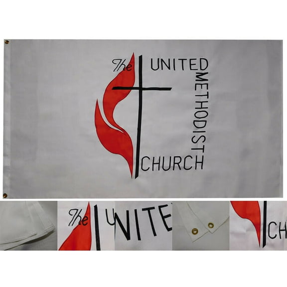 3x5 The United Methodist Church Nylon 600D 2-Ply Embroidered Flag Banner