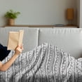 thumbnail image 3 of Black and White Soft Flannel Fleece Throw Blanket, Grunge Composition of Oriental Geometric Motifs Triangles and Stripes, Cozy Plush for Indoor and Outdoor Use, 70" x 90", Black White, by Ambesonne, 3 of 5