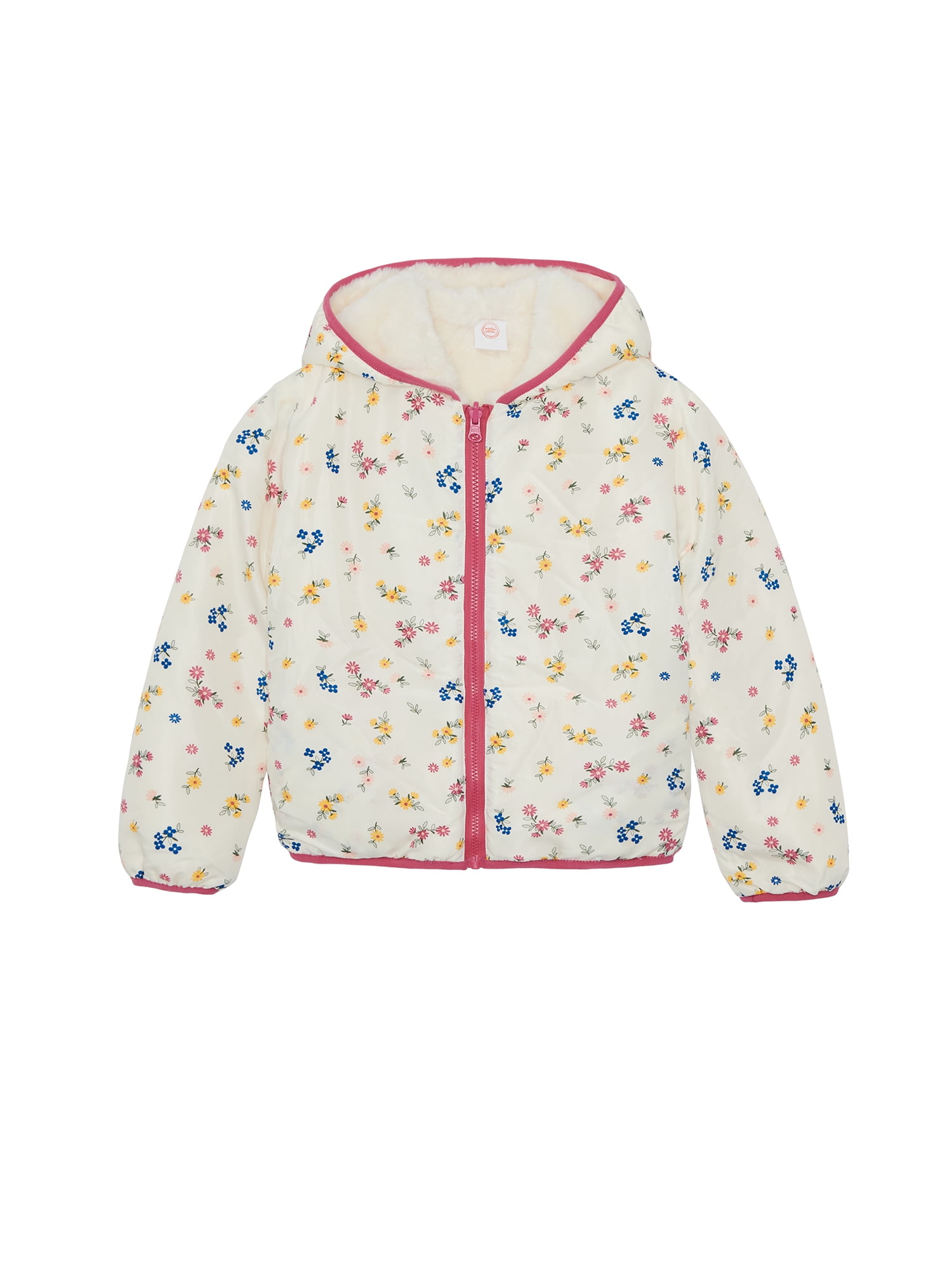 Wonder Nation Toddler Girl Faux Fur Reversible Jacket, Sizes 12M-5T
