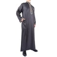 thumbnail image 3 of ZENTREE Abaya Islam Men Robe Muslim Dresses Djellaba Homme Fashion Solid Color Shirts Arabic Dress Ethnic Men's Clothing Gift, 3 of 13