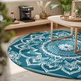 thumbnail image 3 of Round Area Rugs 4Ft, Teal Boho Non-Slip Washable Circle Rugs Carpet, Ethnic Chic Rustic Abstract Floral Aesthetic Indoor Outdoor Rug Floor Mats Throw Runner for Bedroom Living Room Bathroom, 3 of 8