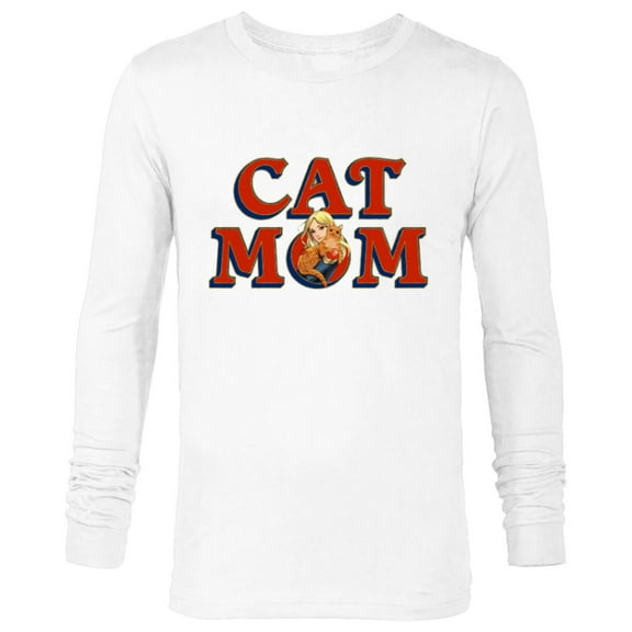 Marvel Captain Marvel & Goose Cat Mom Birthday Mother’s Day - Long Sleeve T-Shirt for Men - Customized-White