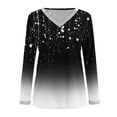 thumbnail image 5 of Sequin Tops for Women Deep V Neck Long Sleeve Glitter Graphic Print Tee Shirts Business Casual Loose Fit Tunic Blouses, 5 of 5
