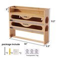 thumbnail image 3 of Danfoxer Wrap Dispenser with Cutter and Labels,4-in-1 Wall Mounted Bamboo Plastic Wrap Organizer with Spice shelf and Paper Towel Holder for Aluminum Foil,Cling Wrap,Wax,Parchment(Natural), 3 of 5