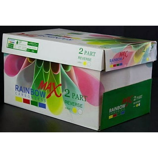 1 Caisse de 2500 Ensembles de Papier Sans Carbone Préassemblé 8,5 x 11 - Dos en 2 Parties - Blanc, Canari.
