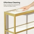 thumbnail image 3 of Console Table, Tempered Glass Narrow Sofa Table, 3-Tier Entryway Table with Storage Shelves & Metal Frame for Living Room, Hallway, Foyer,Gold, 3 of 6