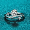 thumbnail image 3 of Adjustable Moissanite Wedding Bands for Women 1ct Round Cut D Color VVS1 Sterling Silver Diamond Rings for Women Engagement Rings Anniversary Promise Rings with Certificate, 3 of 8