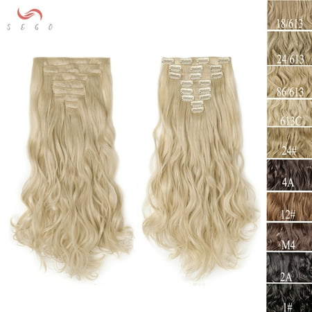 Sego 17 Curly Secret Extensions 8pcs Set 18 Clips Full Head Clip