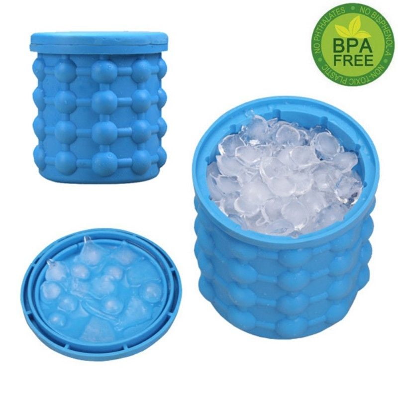 Ice Genie Silicone Ice Cubes Tray Moulds Bucket Reusable Round Ice Cube Maker Space Saving Tool with Lid for Party Travel Cocktails Beer Whiskey Ice Cube Maker Ice Genie Silicone Ice Cubes Tray Moulds Bucket Reusable Round Ice Cube Maker Space Saving Tool with Lid for Party Travel Cocktails Beer Whiskey Ice Cube Maker