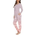thumbnail image 2 of Renewold Novelty Women Pjs Pajamas Scoop Neck Sakura Print Nightwear Set with Pockets Comfort Fall Outfits,Size 2XL Daily Wear Down Sleepwear Warm Athletic Clothing,2-Pieces, 2 of 4