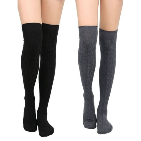

Long Socks Women s Warm Knit Thigh-High Knee High Winter Socks - 2 Packs